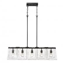  6072-LP BLK-HWG - Serenity BLK Linear Pendant in Matte Black with Hammered Water Glass Shade